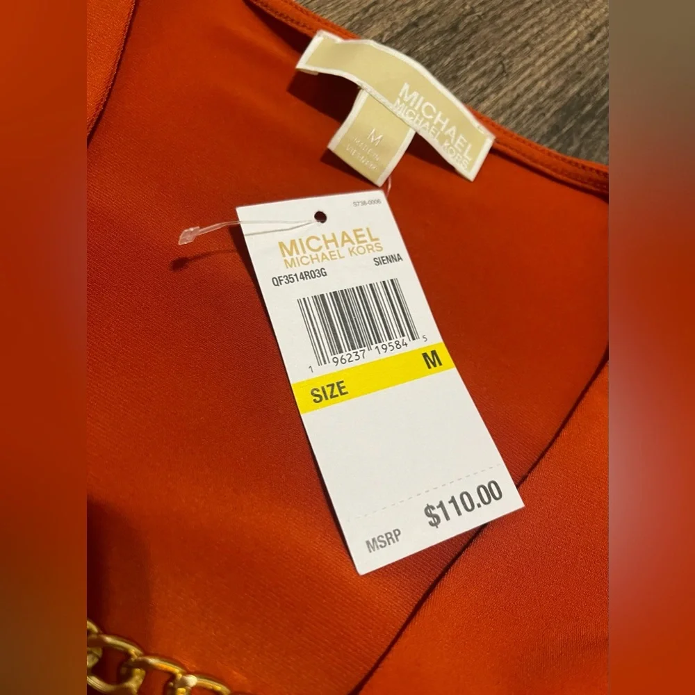 Michael Kors Woman’s Medium Rust Long Sleeve Blouse - Picture 6 of 6